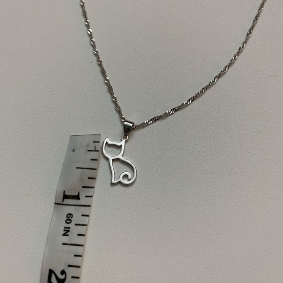 925 Silver Cat Necklace 20” chain New! (F1) - Picture 5 of 8